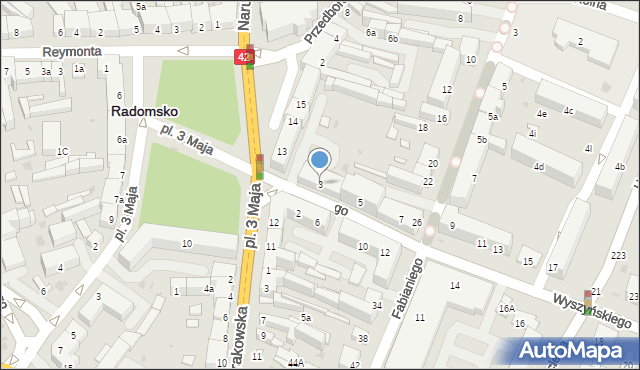 Radomsko, Wyszyńskiego Stefana, ks. prym. kard., 3, mapa Radomsko