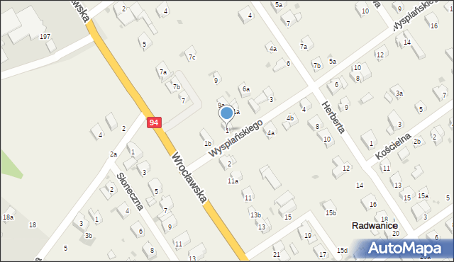 Radwanice, Wyspiańskiego Stanisława, 1, mapa Radwanice