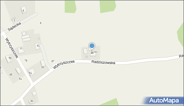 Radziszów, Wytrzyszczek, 49, mapa Radziszów