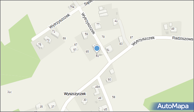 Radziszów, Wytrzyszczek, 61, mapa Radziszów