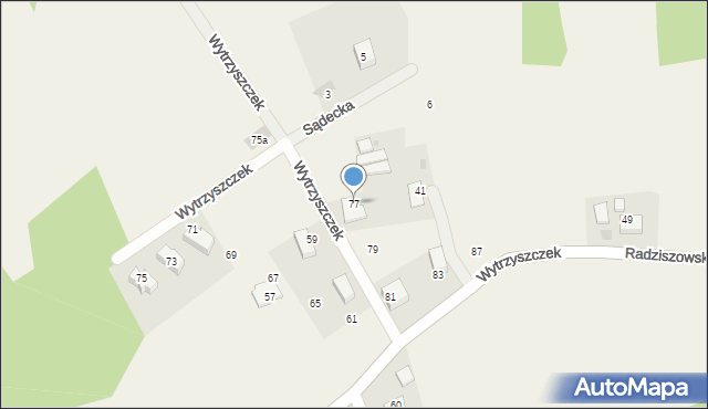 Radziszów, Wytrzyszczek, 77, mapa Radziszów