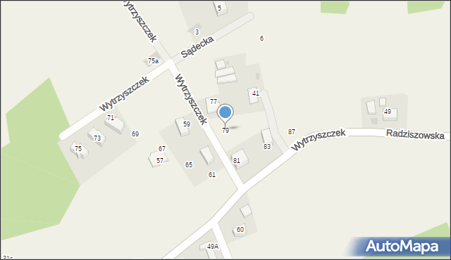 Radziszów, Wytrzyszczek, 79, mapa Radziszów