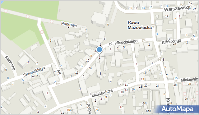 Rawa Mazowiecka, Wyszyńskiego Stefana, ks. kard., 1, mapa Rawa Mazowiecka