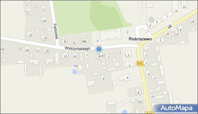 Rościszewo, Wyszyńskiego Stefana, ks. kard., 5, mapa Rościszewo