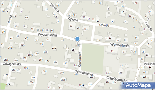 Ruda Śląska, Wyzwolenia, 13, mapa Rudy Śląskiej