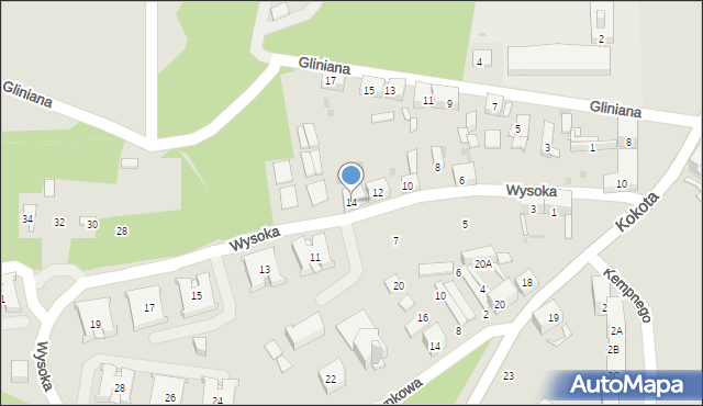 Ruda Śląska, Wysoka, 14, mapa Rudy Śląskiej