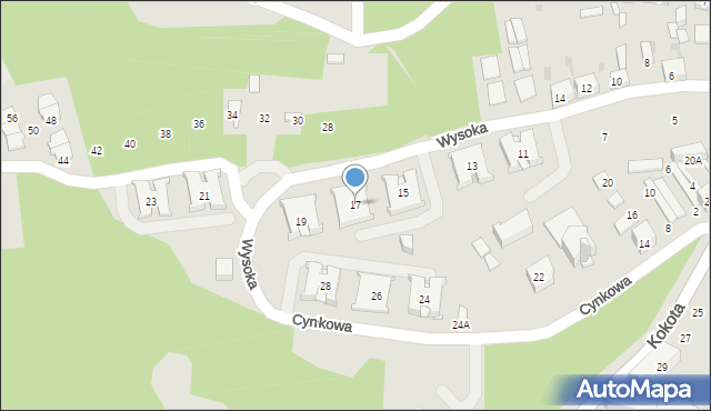 Ruda Śląska, Wysoka, 17, mapa Rudy Śląskiej