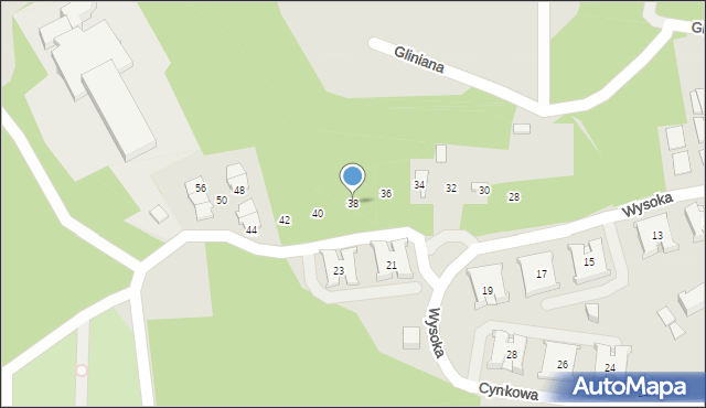 Ruda Śląska, Wysoka, 38, mapa Rudy Śląskiej