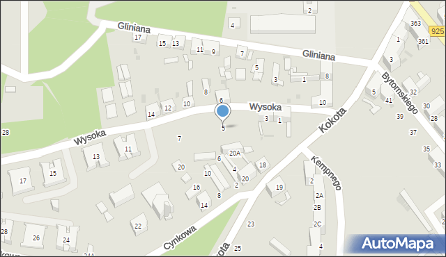 Ruda Śląska, Wysoka, 5, mapa Rudy Śląskiej