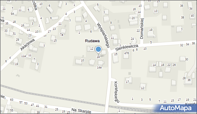 Rudawa, Wyspiańskiego Stanisława, 14, mapa Rudawa