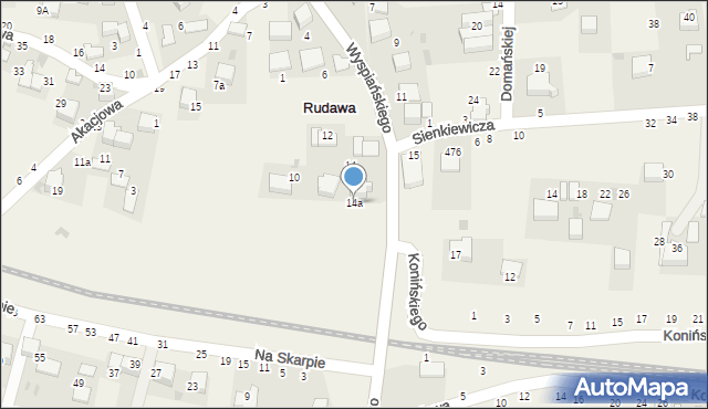 Rudawa, Wyspiańskiego Stanisława, 14a, mapa Rudawa