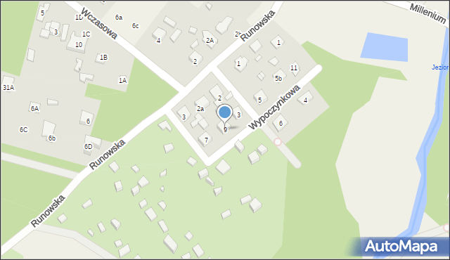 Runów, Wypoczynkowa, 9, mapa Runów
