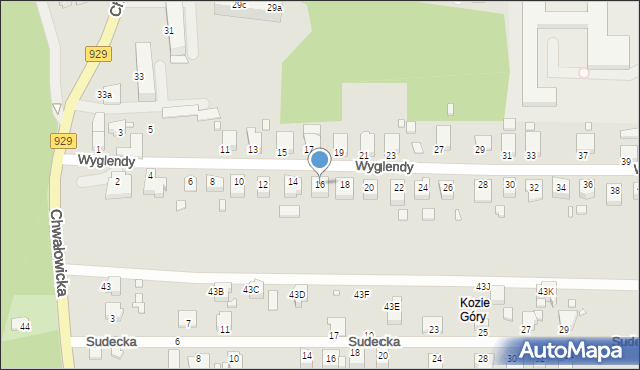 Rybnik, Wyglendy Jana, 16, mapa Rybnika