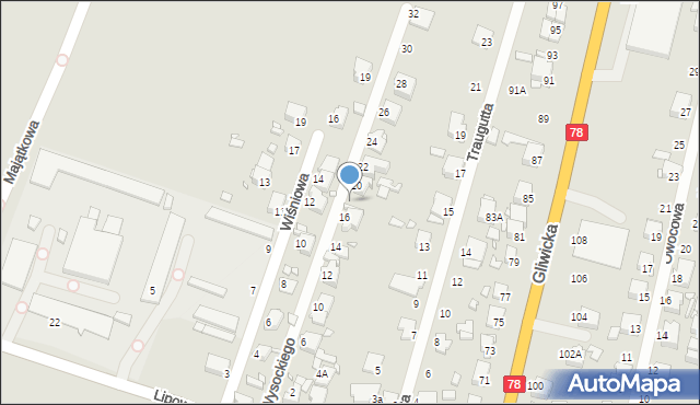 Rybnik, Wysockiego Piotra, 18, mapa Rybnika