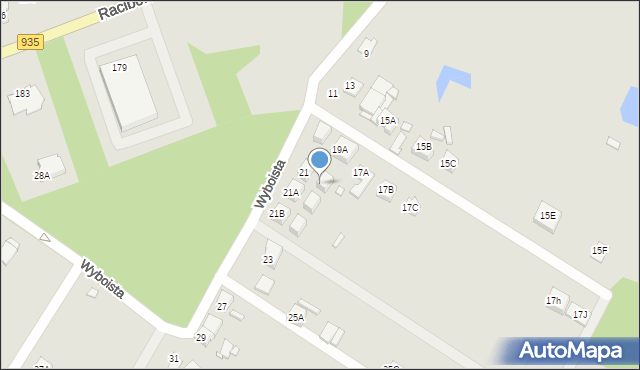 Rybnik, Wyboista, 21E, mapa Rybnika