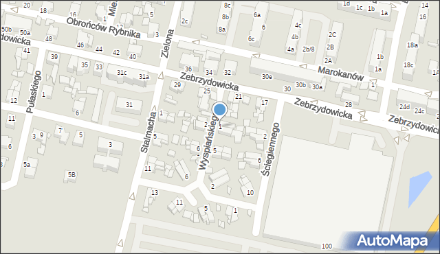 Rybnik, Wyspiańskiego Stanisława, 1, mapa Rybnika