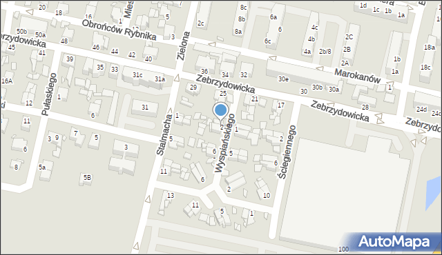 Rybnik, Wyspiańskiego Stanisława, 2, mapa Rybnika