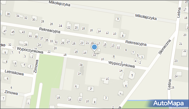 Rybojedzko, Wypoczynkowa, 12, mapa Rybojedzko