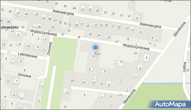 Rybojedzko, Wypoczynkowa, 1h, mapa Rybojedzko