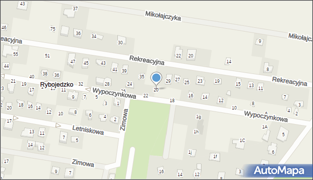 Rybojedzko, Wypoczynkowa, 20, mapa Rybojedzko