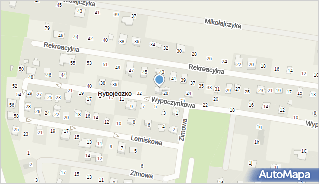 Rybojedzko, Wypoczynkowa, 30, mapa Rybojedzko