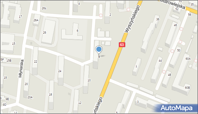 Siedlce, Wyszyńskiego Stefana, ks. prym. kard., 8, mapa Siedlce