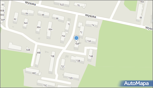 Siemiatycze, Wysoka, 72A, mapa Siemiatycze