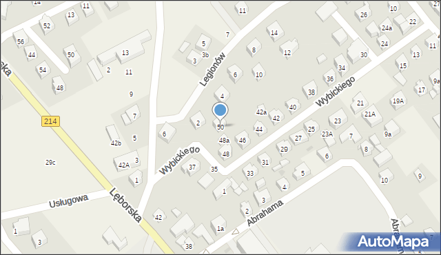 Sierakowice, Wybickiego Józefa, gen., 50, mapa Sierakowice