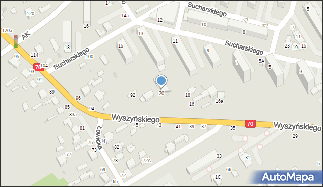 Skierniewice, Wyszyńskiego Stefana, ks. prym. kard., 20, mapa Skierniewic