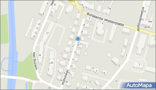 Słupsk, Wybickiego Józefa, gen., 13, mapa Słupska