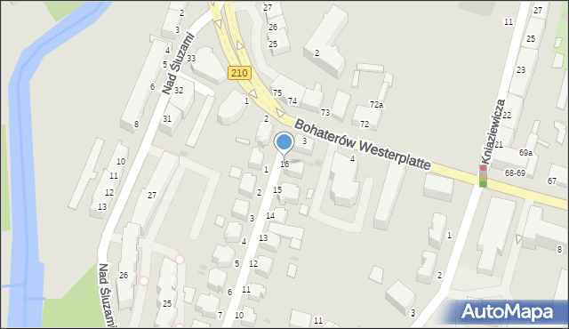 Słupsk, Wybickiego Józefa, gen., 16, mapa Słupska