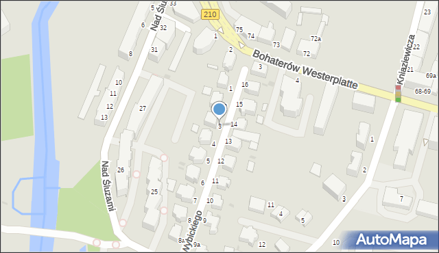 Słupsk, Wybickiego Józefa, gen., 3, mapa Słupska