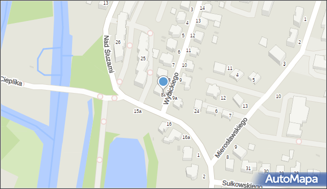Słupsk, Wybickiego Józefa, gen., 8a, mapa Słupska