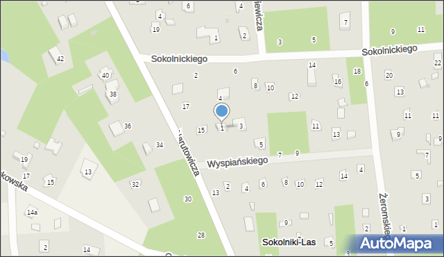 Sokolniki-Las, Wyspiańskiego Stanisława, 1, mapa Sokolniki-Las