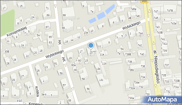 Sopot, Wybickiego Józefa, gen., 13, mapa Sopotu