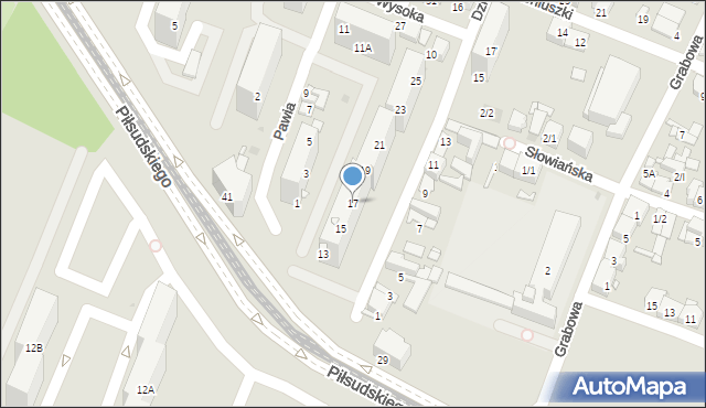 Sosnowiec, Wysoka, 17, mapa Sosnowca