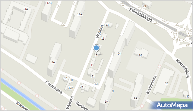 Sosnowiec, Wysoka, 5, mapa Sosnowca