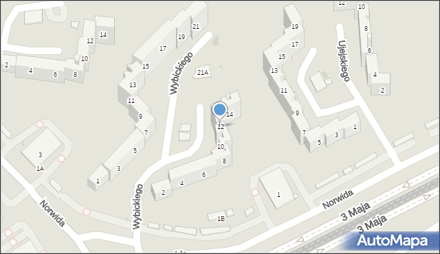 Sosnowiec, Wybickiego Józefa, gen., 12, mapa Sosnowca