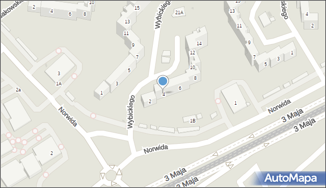 Sosnowiec, Wybickiego Józefa, gen., 4, mapa Sosnowca