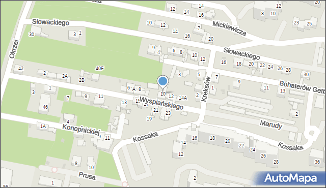 Sosnowiec, Wyspiańskiego Stanisława, 10, mapa Sosnowca