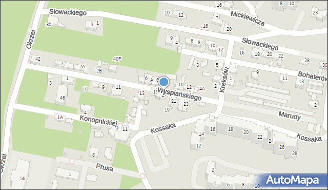 Sosnowiec, Wyspiańskiego Stanisława, 17, mapa Sosnowca