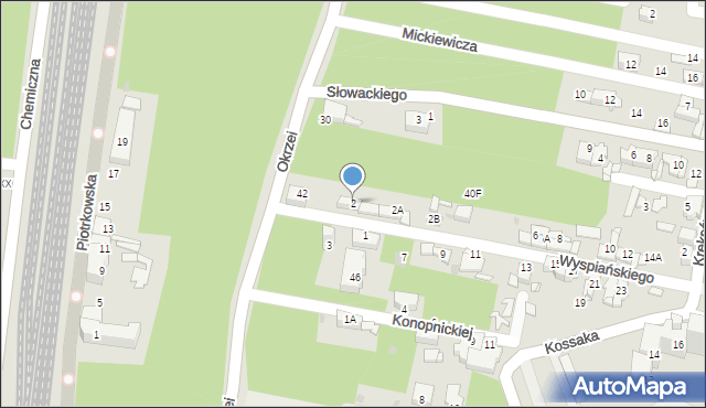 Sosnowiec, Wyspiańskiego Stanisława, 2, mapa Sosnowca