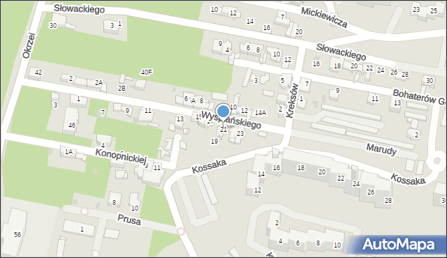 Sosnowiec, Wyspiańskiego Stanisława, 21, mapa Sosnowca