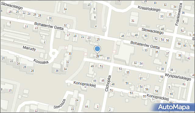 Sosnowiec, Wyspiańskiego Stanisława, 28, mapa Sosnowca