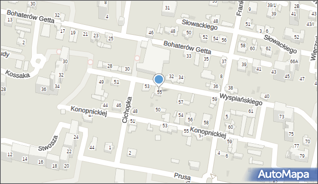 Sosnowiec, Wyspiańskiego Stanisława, 55, mapa Sosnowca