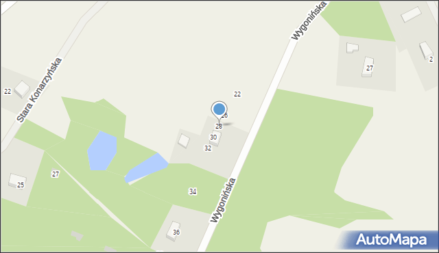 Stara Kiszewa, Wygonińska, 28, mapa Stara Kiszewa