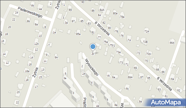 Starachowice, Wysockiego Piotra, 2c, mapa Starachowic