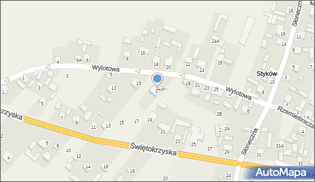 Styków, Wylotowa, 17, mapa Styków
