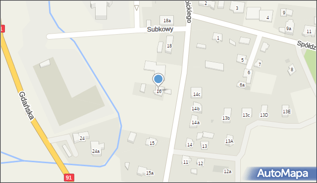 Subkowy, Wybickiego Józefa, gen., 16, mapa Subkowy