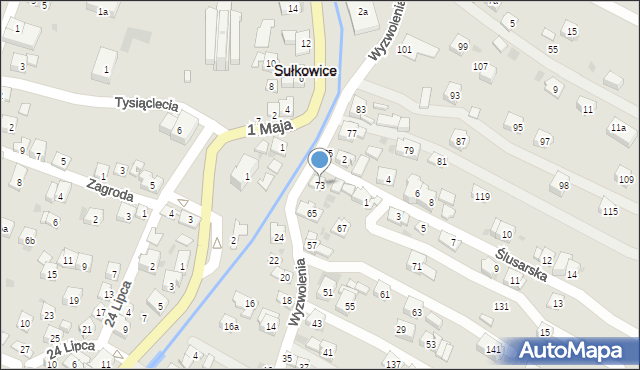 Sułkowice, Wyzwolenia, 73, mapa Sułkowice